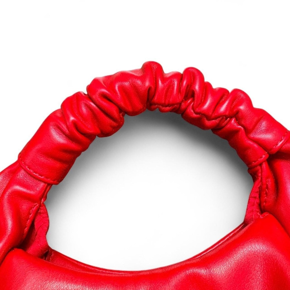 The Drop Women's Addison Hobo Bag One Size Poppy Red Ruched Y2K Quiet Luxury - Picture 6 of 6